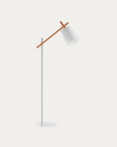 Kosta floor lamp in beech wood and steel with white finish