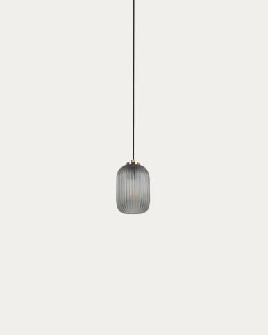 Hestia metal ceiling light with brass finish and grey glass