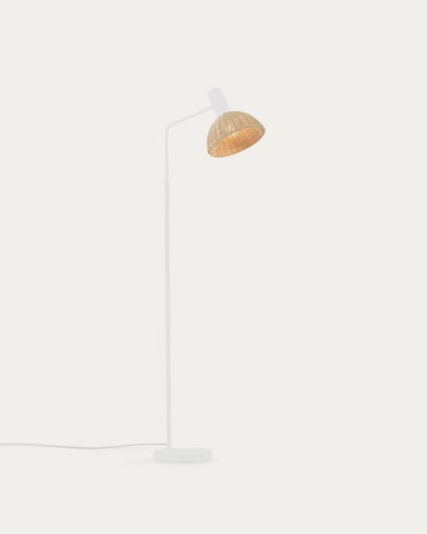 Damila floor lamp in metal with white finish and rattan with natural finish