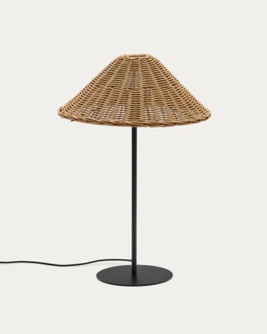 Urania table lamp in rattan and metal with black painted finished