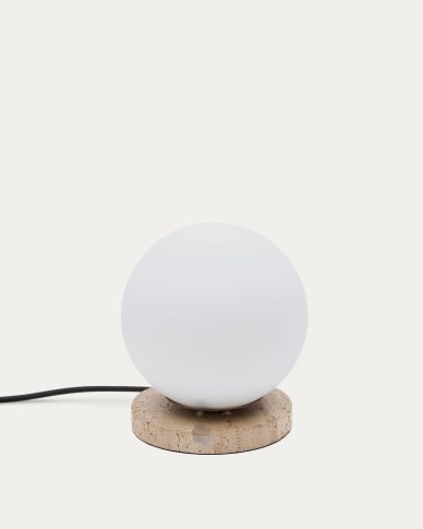 Malachi table lamp with glazed glass and travertine stone