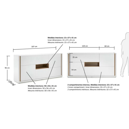 DE sideboard 197 x 96 cm white - sizes