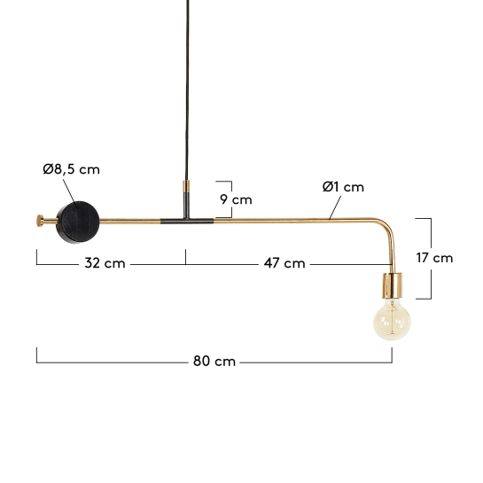 Wick pendant lamp 80 cm black - sizes
