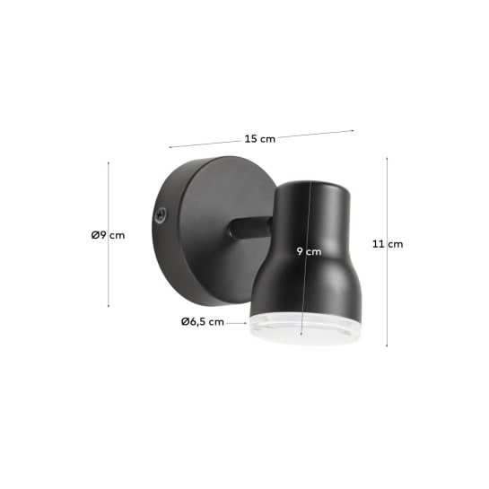 Tehila black wall lamp - sizes