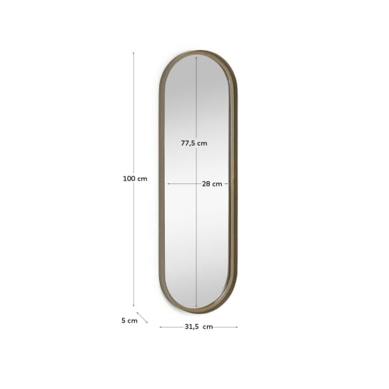 Tiare gold metal wall mirror 31 x 101 cm - sizes