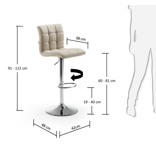 Taboret Crema beżowy wysokość 60-81 cm - rozmiary