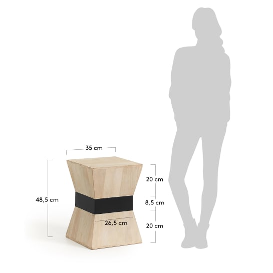 Hover solid mango wood side table, 35 x 35 cm - sizes