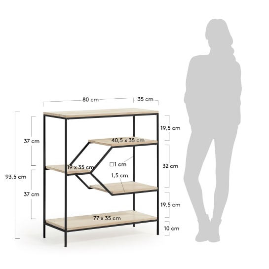 Push shelving unit 80 x 93,5 cm black - sizes