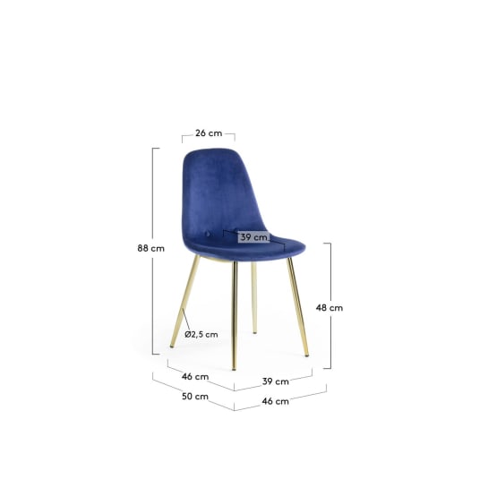 Blue fabric Yaren chair - sizes