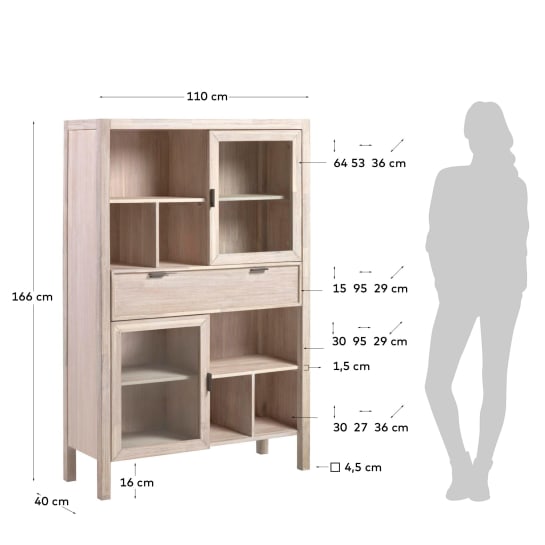 Witryna Alen drewno lite akacja 110 x 166 cm - rozmiary