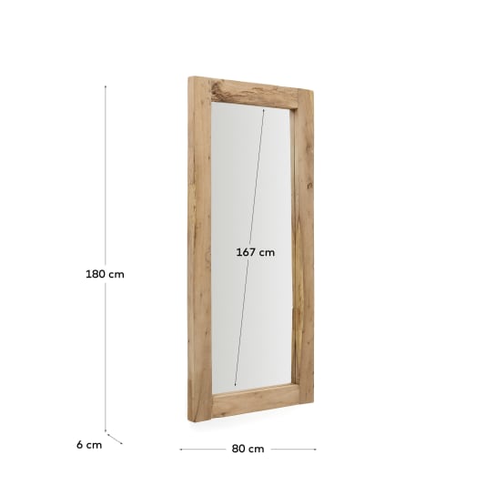Maden wooden mirror with a natural finish 80 x 180 cm - sizes