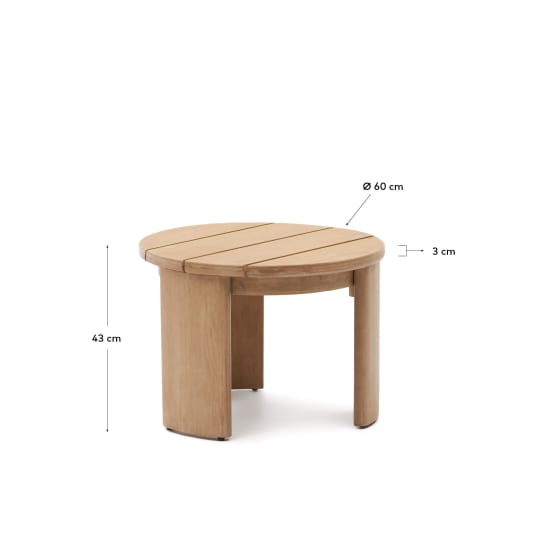 Table auxiliaire Xoriguer en bois d’eucalyptus Ø60 cm FSC 100 % - dimensions