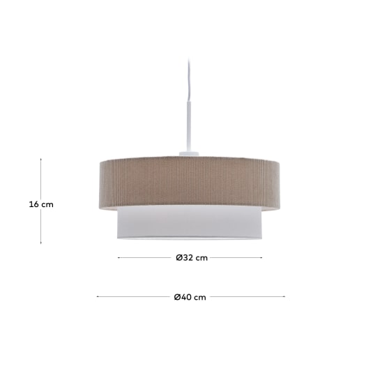 Bianella ceiling lamp in cotton and beige corduroy, Ø 40 cm. - sizes