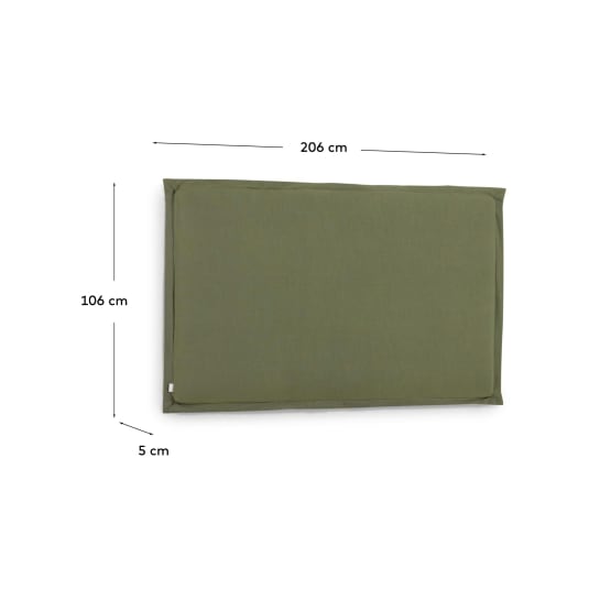 Tanit headboard with green linen removable cover, for 200 cm beds - sizes