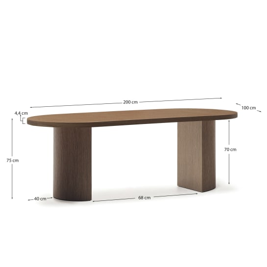Nealy table with a walnut veneer in a dark finish, 200 x 100 cm - sizes