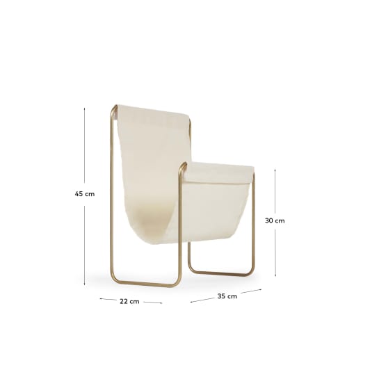Siana beige magazine rack in golden metal - sizes