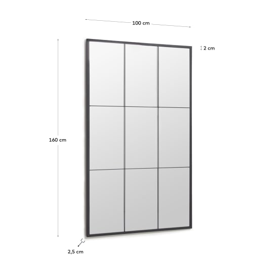 Ulrica standing mirror in black metal 100 x 160 cm - sizes