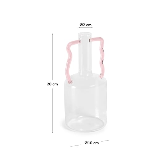Bάζο Yumalay, διαφανές και ροζ γυαλί, 22εκ - μεγέθη