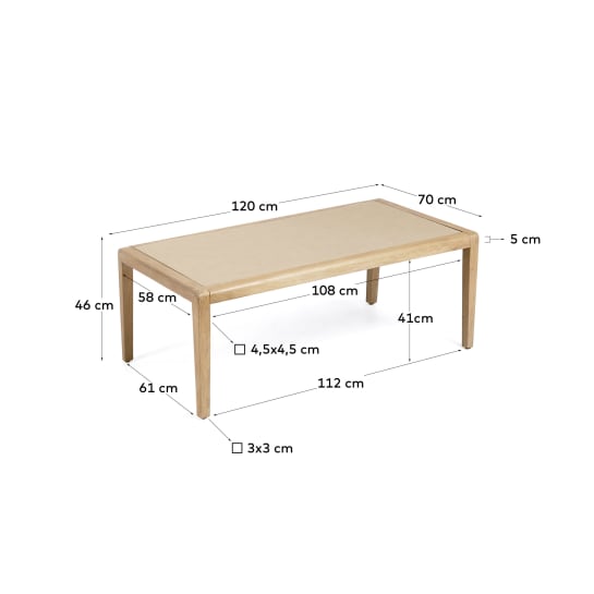 Better τραπεζάκι σαλονιού από μπεζ πολυμπετόν και μασίφ ξύλο ακακίας 120 x 70 cm FSC 100% - μεγέθη