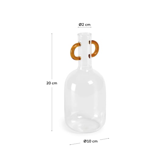 Βάζο Yumalay, διάφανο και πορτοκαλί γυαλί, 14,5εκ - μεγέθη