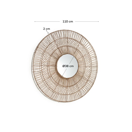 Καθρέπτης Viviana, rattan σε φυσικό φινίρισμα, Ø110εκ - μεγέθη