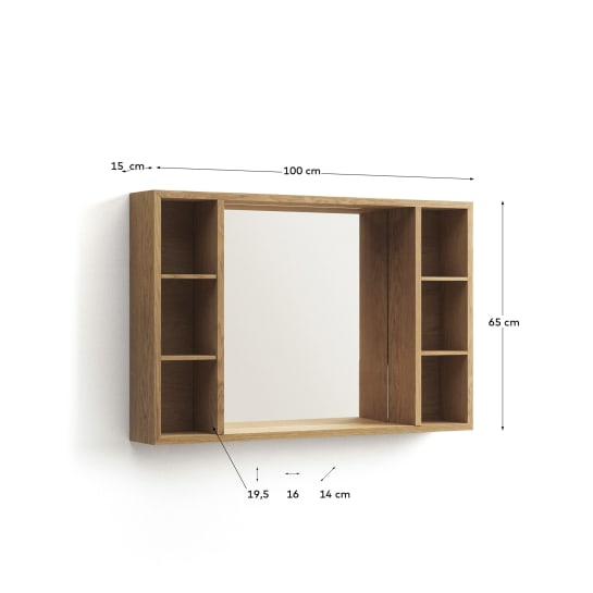 Parana medicine cabinet with mirror in solid teak, 100 x 65 cm - sizes