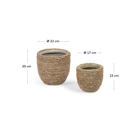 Tamim set of 2 cement pots with natural finish Ø 17 cm / Ø 22 cm - sizes