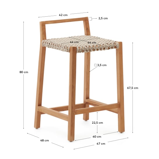Giverola solid teak wood stool, 67,5 cm - sizes