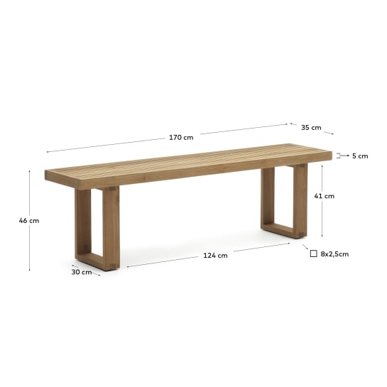 Banco 100% exterior Canadell de madeira maciça de teca reciclada 170 cm - tamanhos