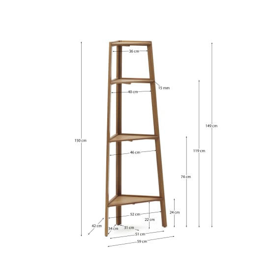 Victora outdoor shelving unit made from solid acacia wood, 42 x 150 cm FSC 100% - sizes