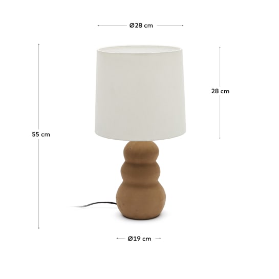 Madsen terracotta table lamp with white shade UK adapter - sizes