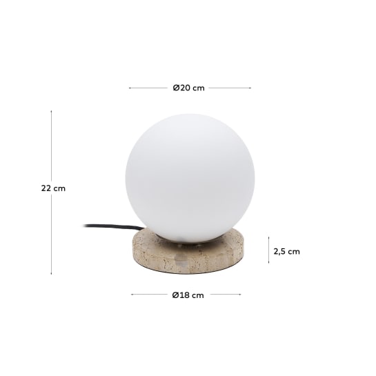 Malachi table lamp with glazed glass and travertine stone - sizes