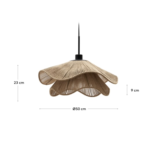 Pantalla para lámpara de techo Pontos de yute con acabado natural Ø 50 cm - tamaños