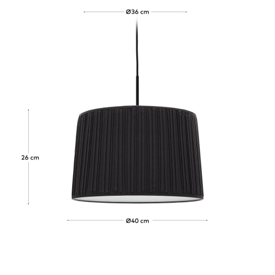 Guash lampenkap in zwart, Ø 40 cm - maten