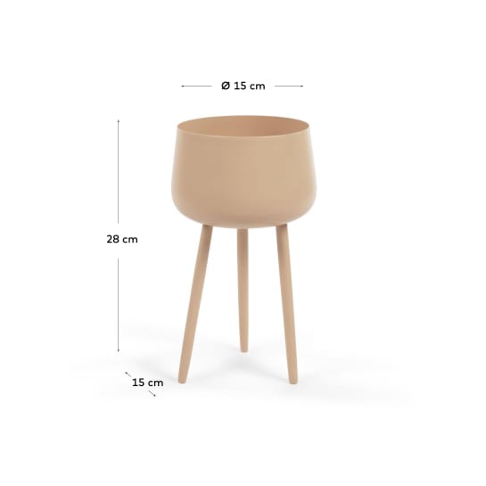 Cache-pot Apia en métal beige Ø 15cm - dimensions