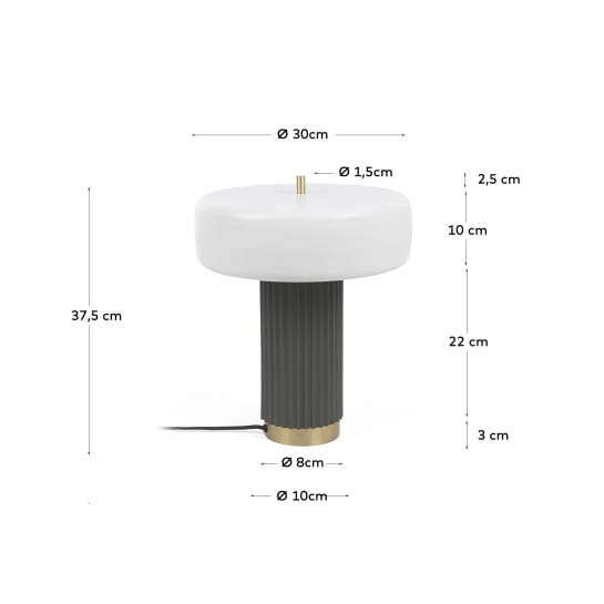 Serenella table lamp in metal with white and green painted finish UK adapter - sizes