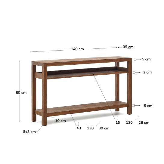 Console Sashi en bois de teck 140 x 80 cm - dimensions