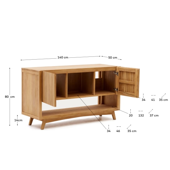 Kuveni bathroom furniture in solid teak wood with a natural finish, 140 x 50 cm - sizes