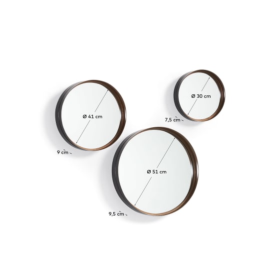 Ralphe set of 3 mirrors Ø 51 cm / Ø 41 cm / Ø 30 cm - sizes