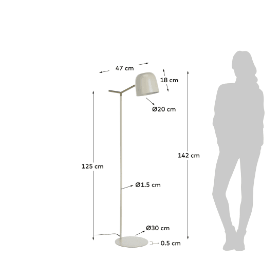 Alish metal floor lamp UK adapter - sizes