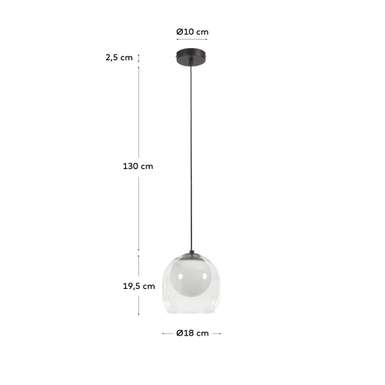Belkis ceiling light in glass and metal with black finish - sizes