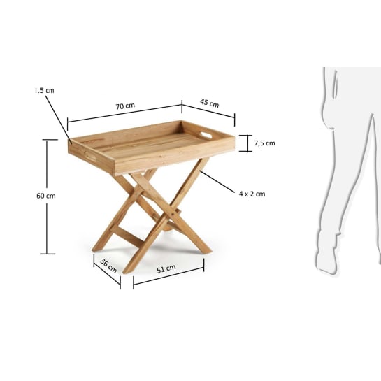 Xtray folding table 70 x 45 cm - sizes