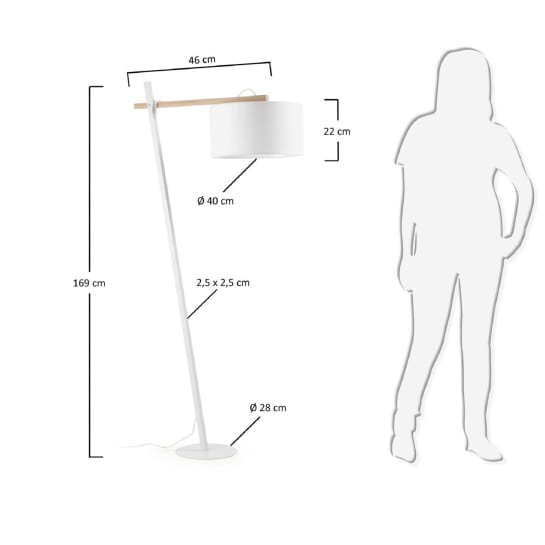 Aimy floor lamp in solid beech wood and steel - sizes