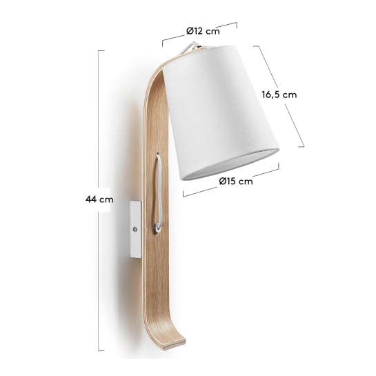 Επιτοίχιο φωτιστικό Repcy, καπλαμάς δρυός - μεγέθη