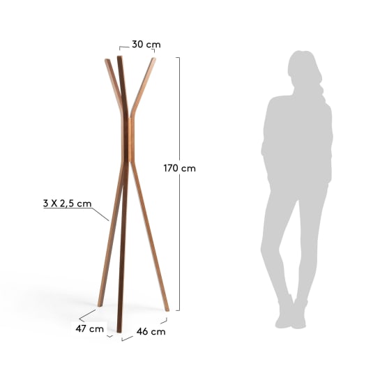Appendiabiti Chelsey in legno massello di caucciù 170 cm - dimensioni
