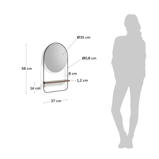 Καθρέπτης Marcolina, ατσάλι και MDF, 37x58εκ - μεγέθη