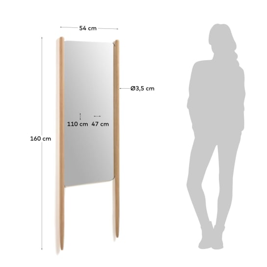 Natane birch wood mirror, 54 x 160 cm - sizes
