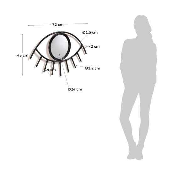 Maela rattan mirror black finish 72 x 45 cm - sizes