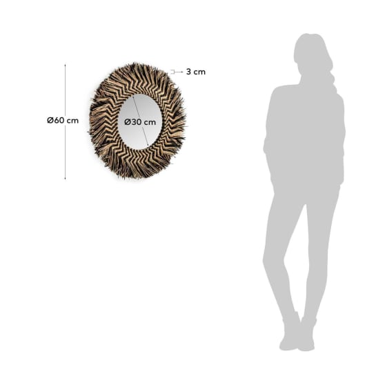 Takashi natural fibre mirror, Ø 60 cm - sizes