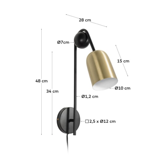 Natsumi metal and wood wall light - sizes